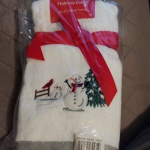 Macy's Holiday Lanne Snowman Hand Towels Set Of 2